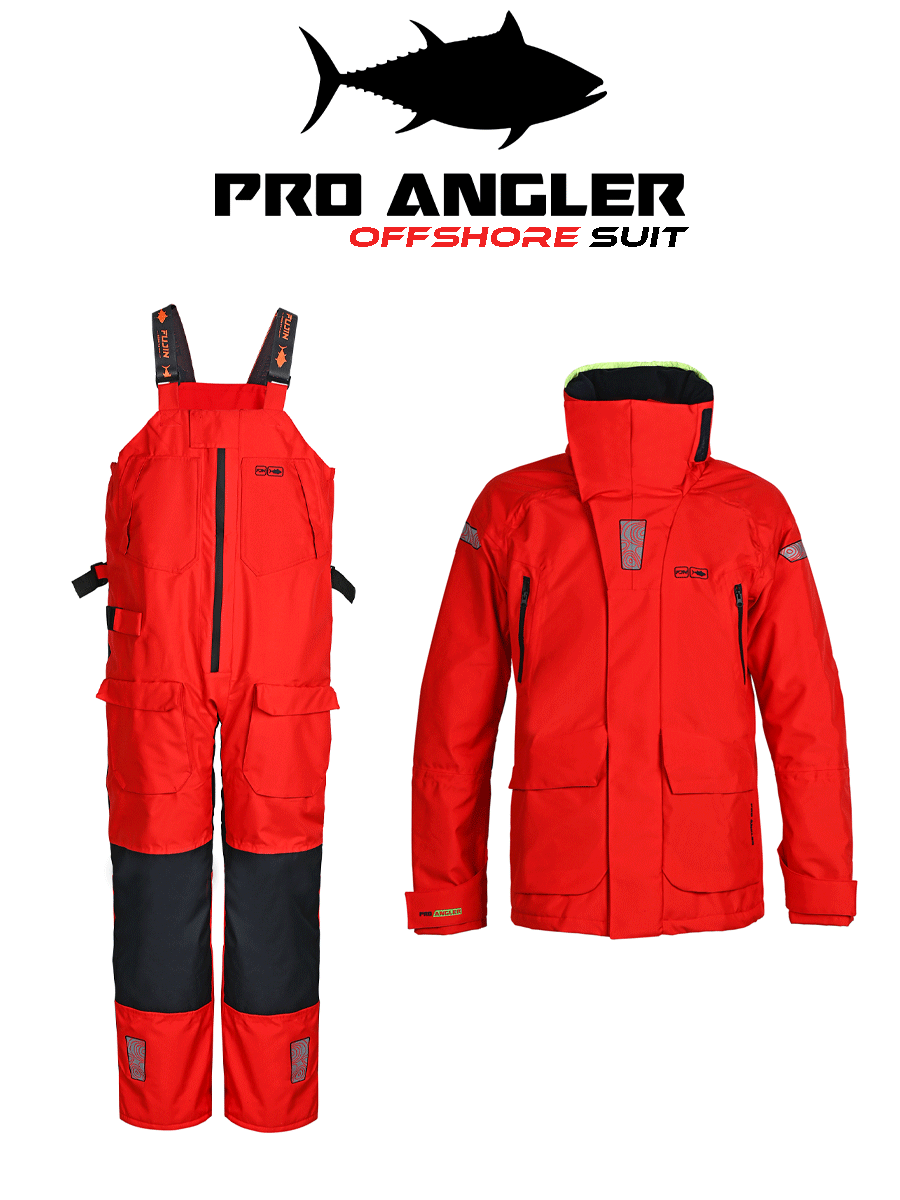 Fujin Pro Angler Off Shore Bibs Red Navy #Small