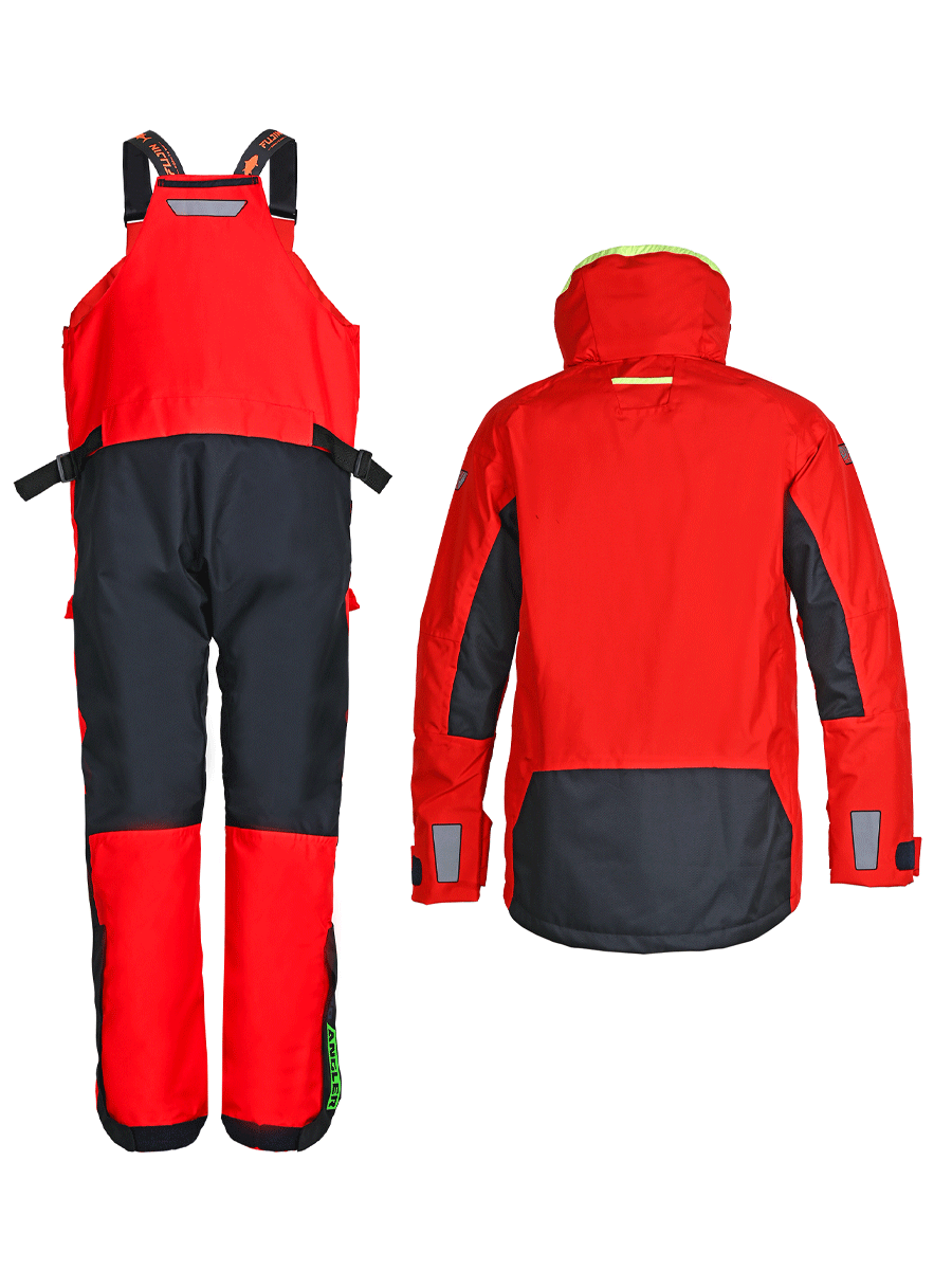 Fujin Pro Angler Off Shore Bibs Red Navy #Small