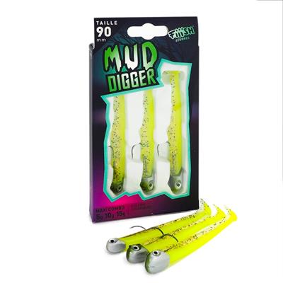 Fiiish Mud Digger MD1136 Maxi Combo Chartreuse Silikon Yem