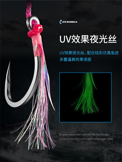 Ecooda Pink Style Light Jigging Single Hooks #8