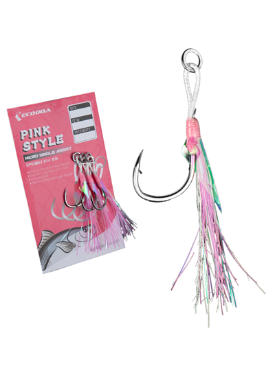 Ecooda Pink Style Light Jigging Single Hooks #8