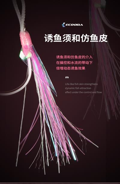 Ecooda Pink Style Light Jigging Single Hooks #8