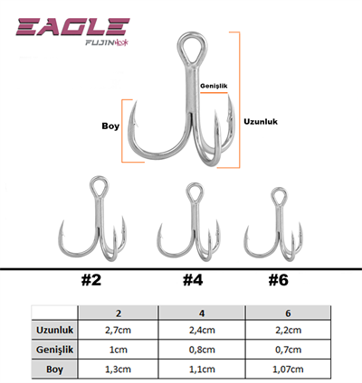 Fujin Eagle Süper Anti-Rust Üçlü Kanca