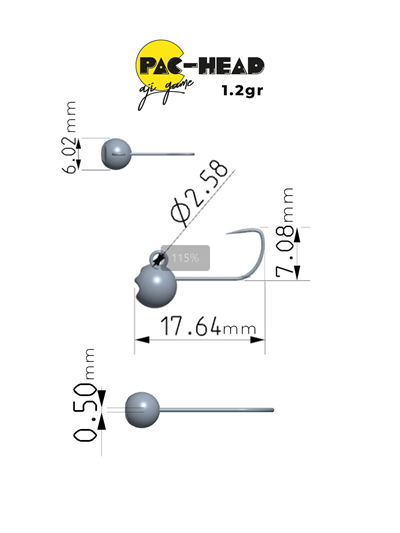 Fujin Pac-Head #10 0.4gr Aji Game Jighead