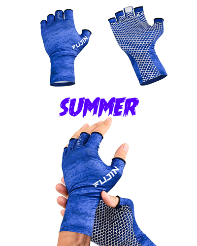 Fujin Pro Angler Summer Gloves Blue #M/L