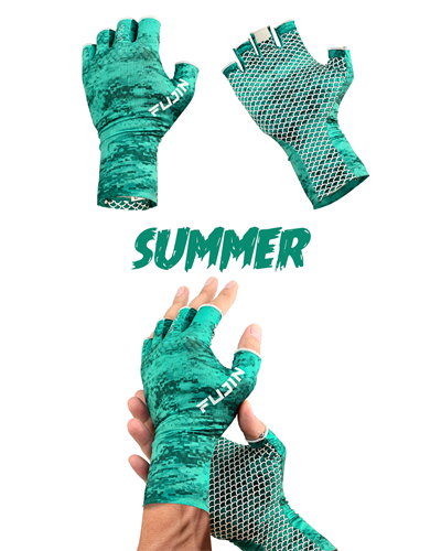 Fujin Pro Angler Summer Gloves Green #M/L