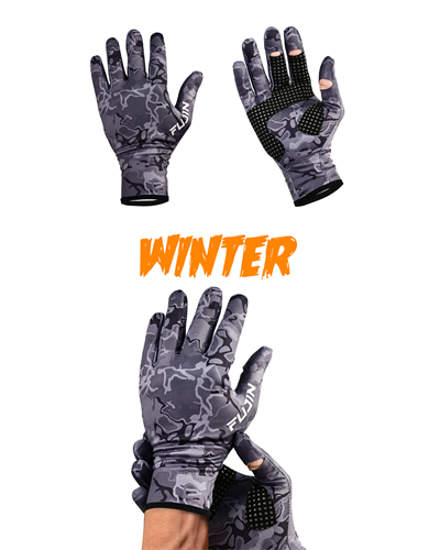 Fujin Pro Angler Winter Gloves Black Camo #M/L