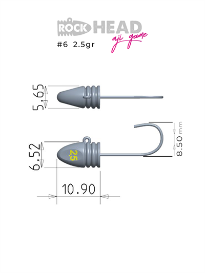 Fujin Rock-Head #6 0.5gr Aji Game Jighead