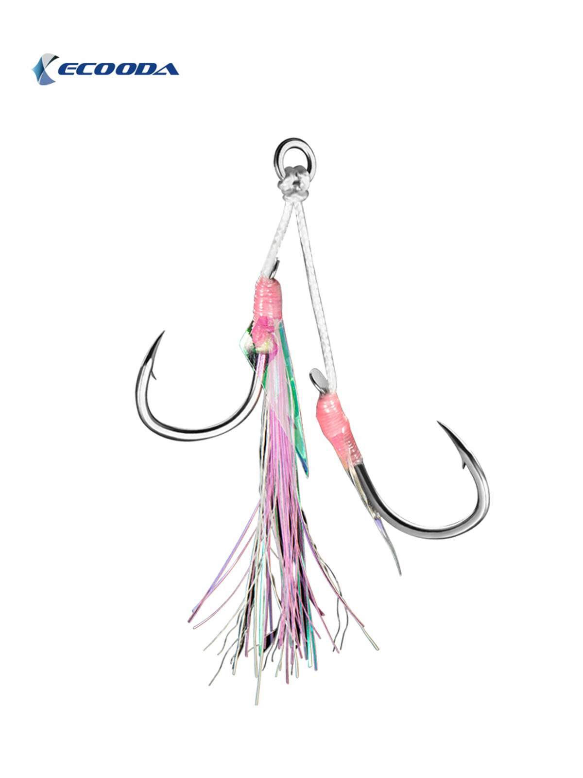 Ecooda Pink Style Light Jigging Double Hooks #8