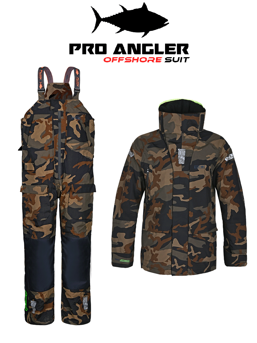Fujin Pro Angler Off Shore Bibs Camo Navy #Small
