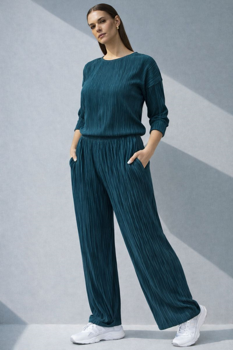 Dekot Piliseli Pantalon Bluz Takım