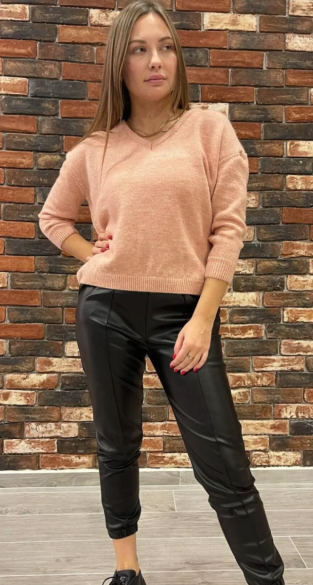 V Yaka 3/4 Kol Basic Triko Kazak