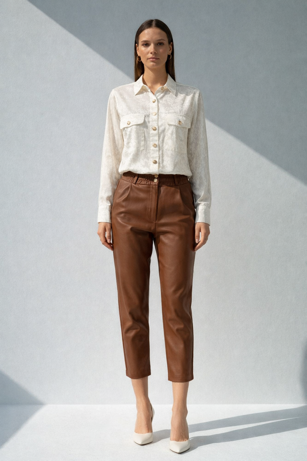 Kahve Suni Deri Pantalon