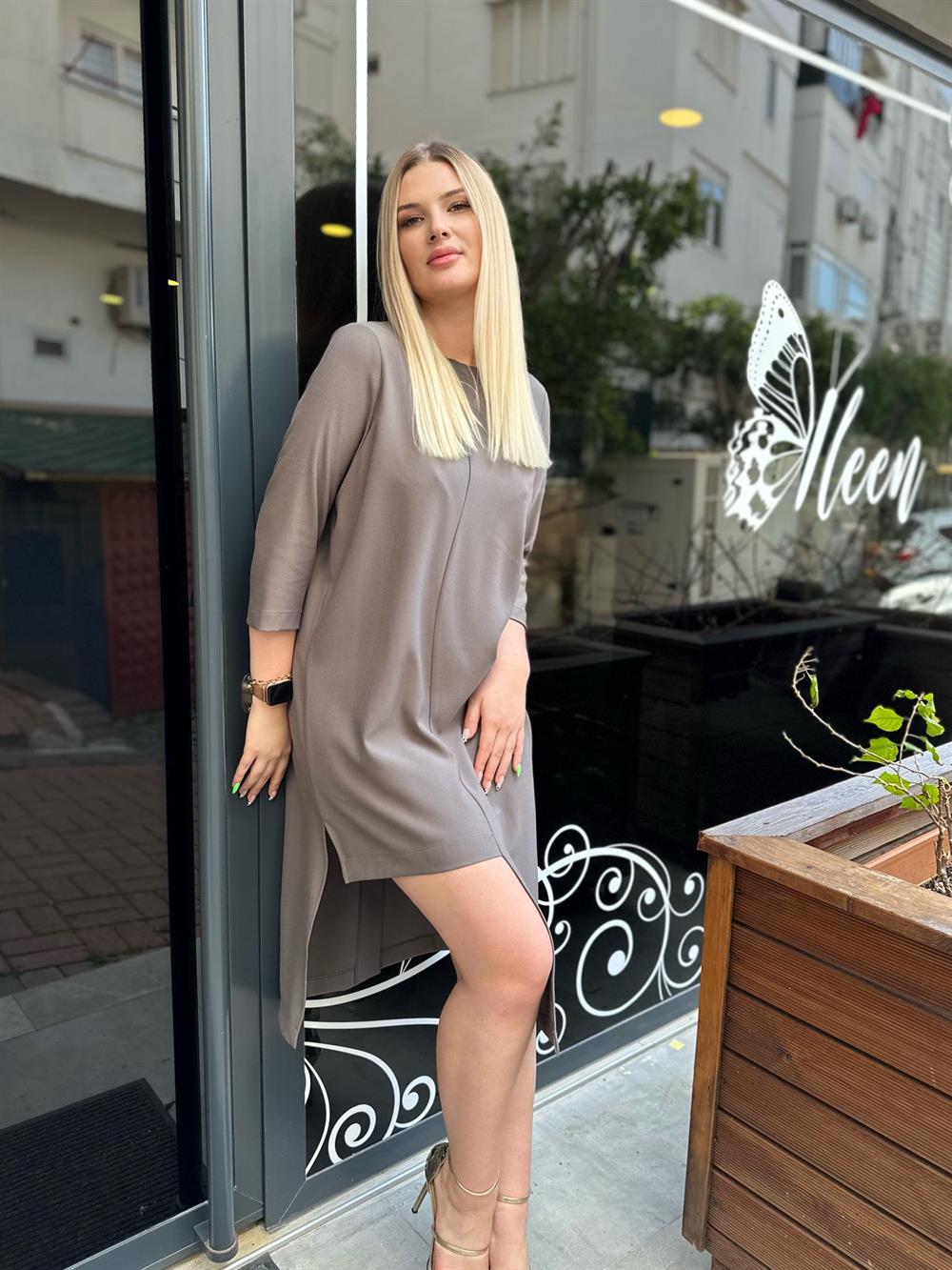 Vizon Eteği Simetrik Elbise