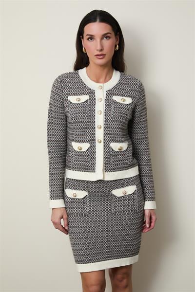 Cashmere Blend Button-Detail Tweed Cardigan