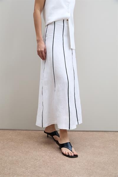 Полосатая Миди-Юбка Из 100% Льна