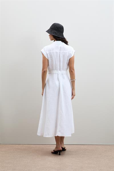 Платье-Рубашка Из 100% Льна С Пуговицами