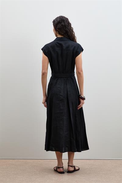 Платье-Рубашка Из 100% Льна С Пуговицами