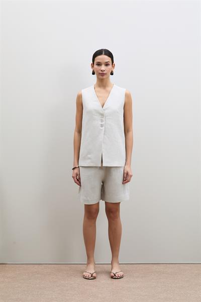 Жилет Из 100% Льна С Пуговицами