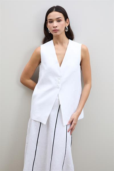 Жилет Из 100% Льна С Пуговицами