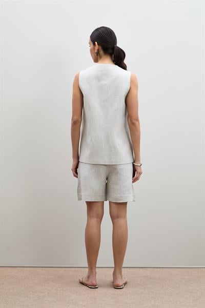 Жилет Из 100% Льна С Пуговицами