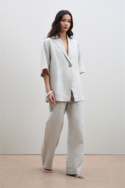 Брюки Из 100% Льна С Прямыми Штанинами