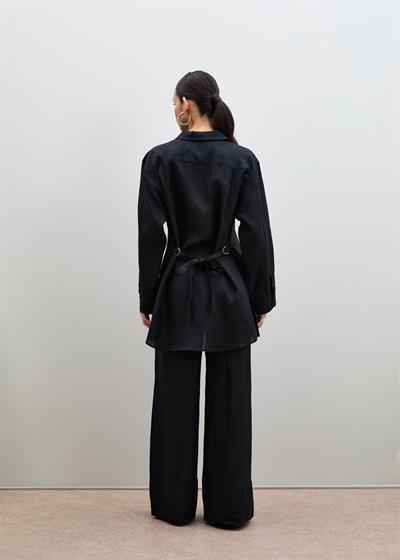 Рубашка Оверсайз Из 100% Льна С Поясом