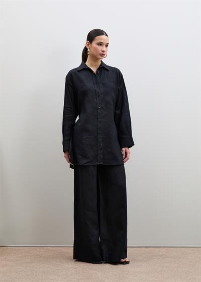 Рубашка Оверсайз Из 100% Льна С Поясом