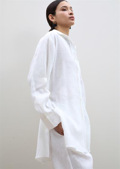 Рубашка Оверсайз Из 100% Льна С Поясом