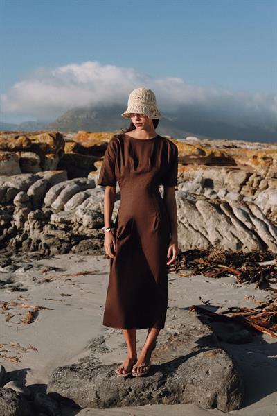 Плиссированное Платье Из 100% Льна