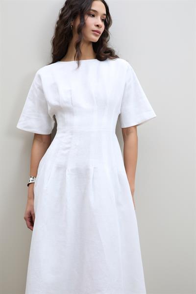 Плиссированное Платье Из 100% Льна