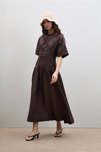 Плиссированное Платье Из 100% Льна