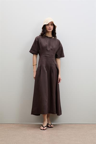 Плиссированное Платье Из 100% Льна