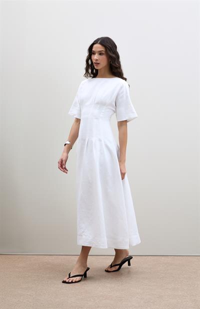 Плиссированное Платье Из 100% Льна