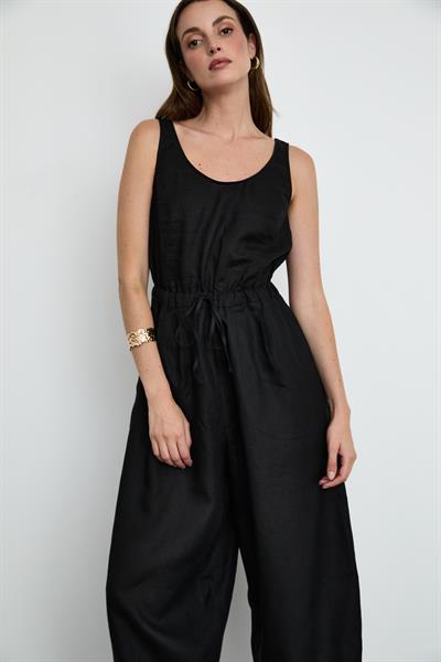 100% Linen Jumpsuit 10K3690SİYAH