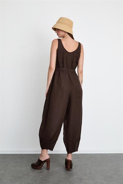 100% Linen Jumpsuit 10K3690KAHVE