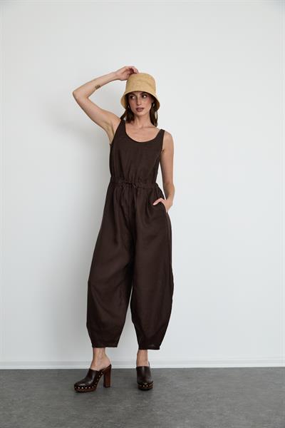 100% Linen Jumpsuit 10K3690KAHVE