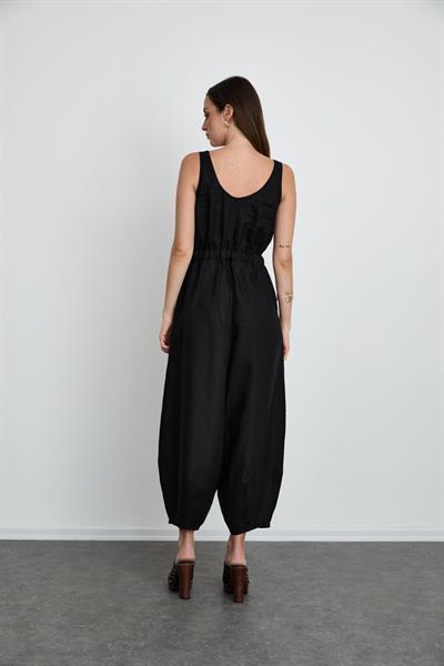 100% Linen Jumpsuit 10K3690SİYAH