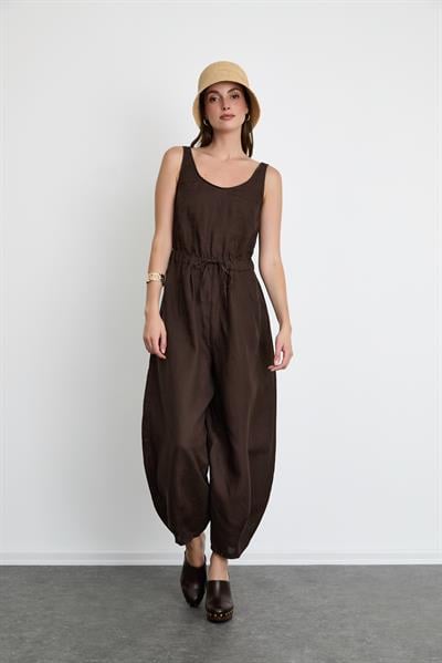 100% Linen Jumpsuit 10K3690KAHVE