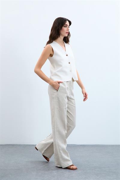 Брюки из 100% льна с высокой талией 10K3590NATURAL