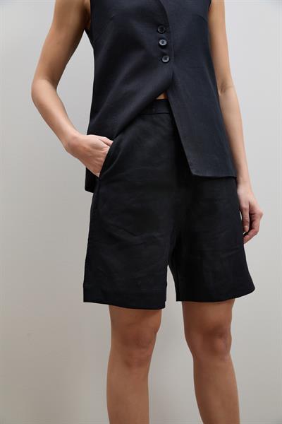 Шорты С Завышенной Талией Из 100% Льна