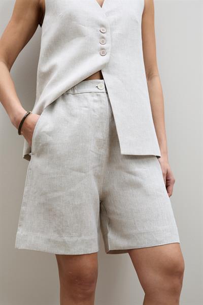 Шорты С Завышенной Талией Из 100% Льна