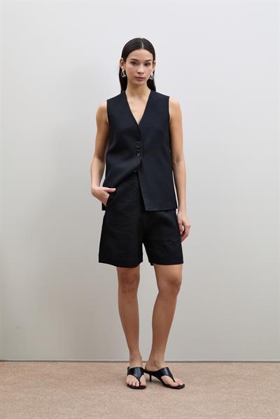 Шорты С Завышенной Талией Из 100% Льна