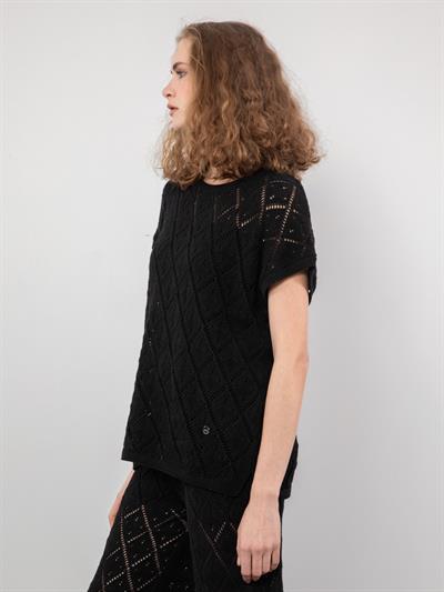 Ажурный свитер из 100% органического хлопка KZK8056SIYAH