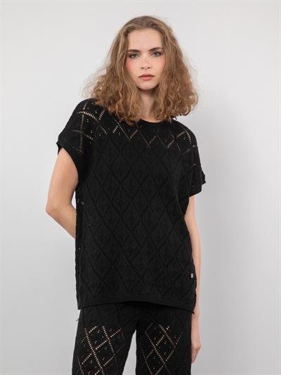 Ажурный свитер из 100% органического хлопка KZK8056SIYAH