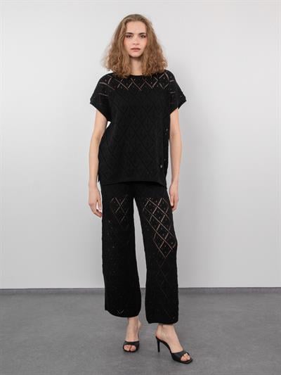 Ажурные брюки из 100% органического хлопка PNT8056SIYAH