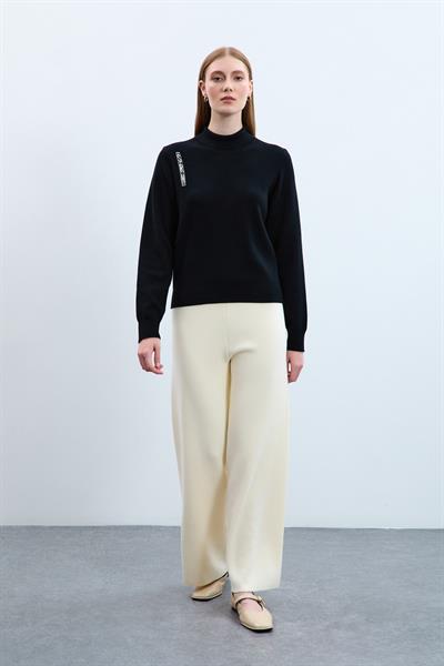 Свитер Из 100% Органического Хлопка С Печатным Декором KZK10650 SİYAH