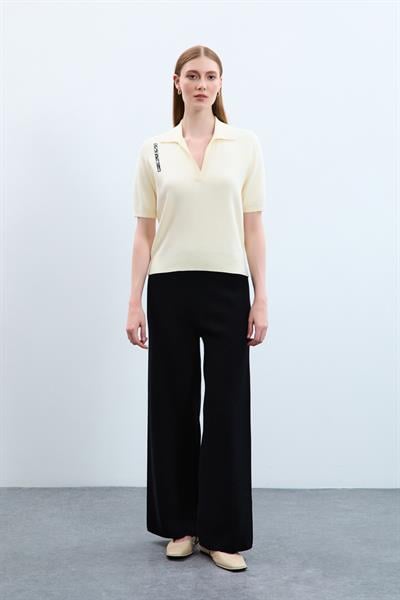 Свитер С Поло Воротником И Печатным Декором Из 100% Органического Хлопка KZK10652 KEMİK