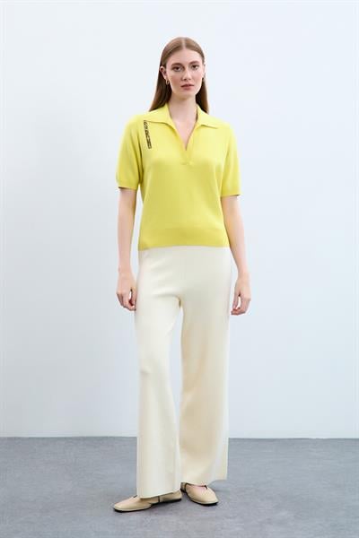 Свитер С Поло Воротником И Печатным Декором Из 100% Органического Хлопка KZK10652 SARI