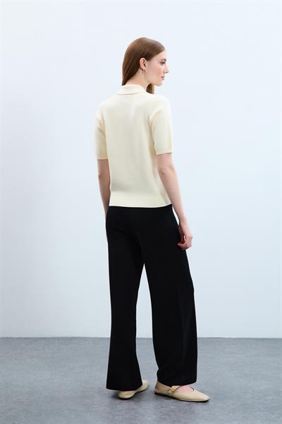 Свитер С Поло Воротником И Печатным Декором Из 100% Органического Хлопка KZK10652 KEMİK